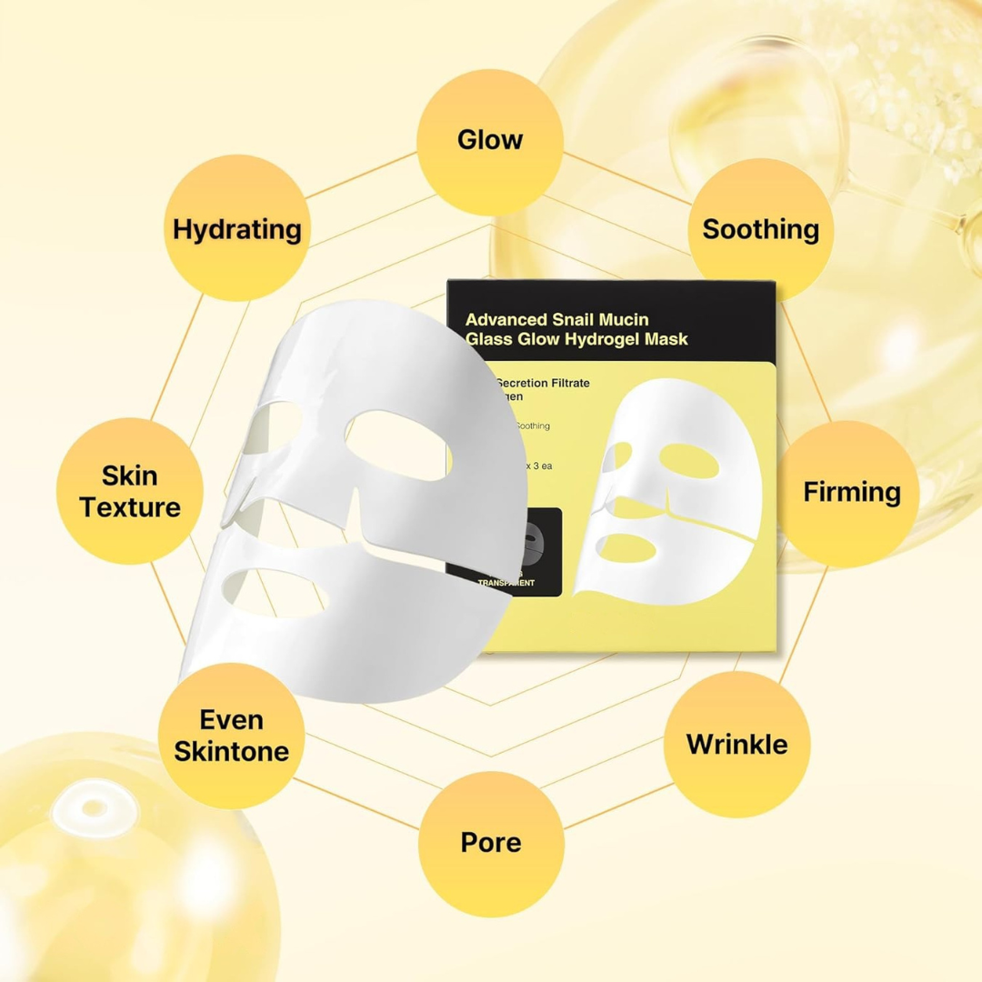 Advanced Snail Mucin Glass Glow Hydrogel Face Masks