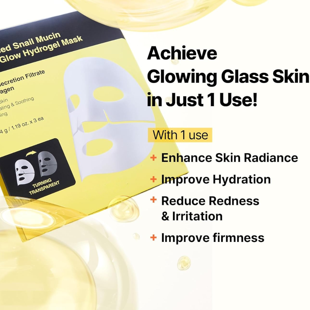 Advanced Snail Mucin Glass Glow Hydrogel Face Masks